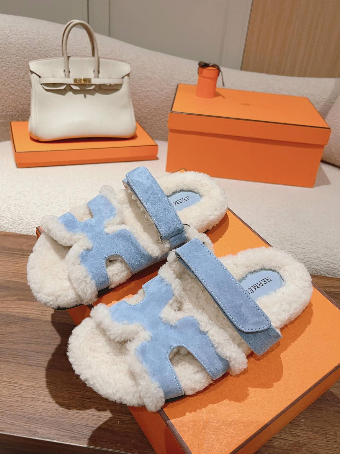 Hermès fur slippers-27